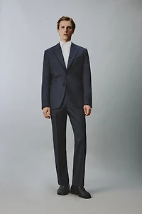 REGULAR FIT 100% WOOL SUIT PANTS