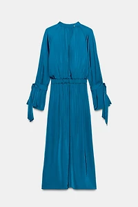 ROBE MIDI SATINÉE À LACETS