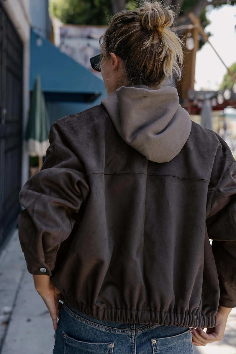 FAUX SUEDE BOMBER JACKET