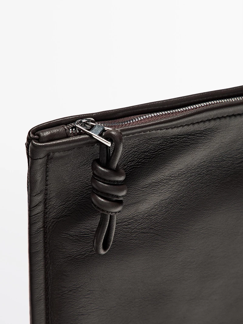 Small nappa leather pouch bag with knot