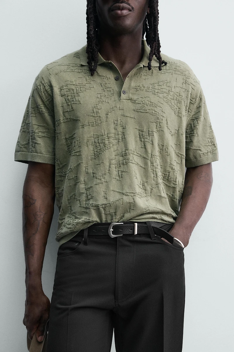 RELAXED FIT JACQUARD KNIT POLO SHIRT