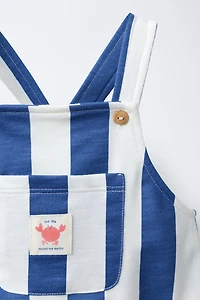 CRAB LABEL STRIPED OVERALL SHORTS
