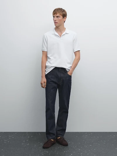 Micro textured piqué cotton polo shirt