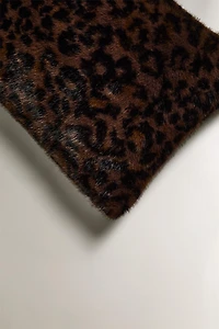 ANIMAL PRINT FAUX FUR THROW PILLOW COVER