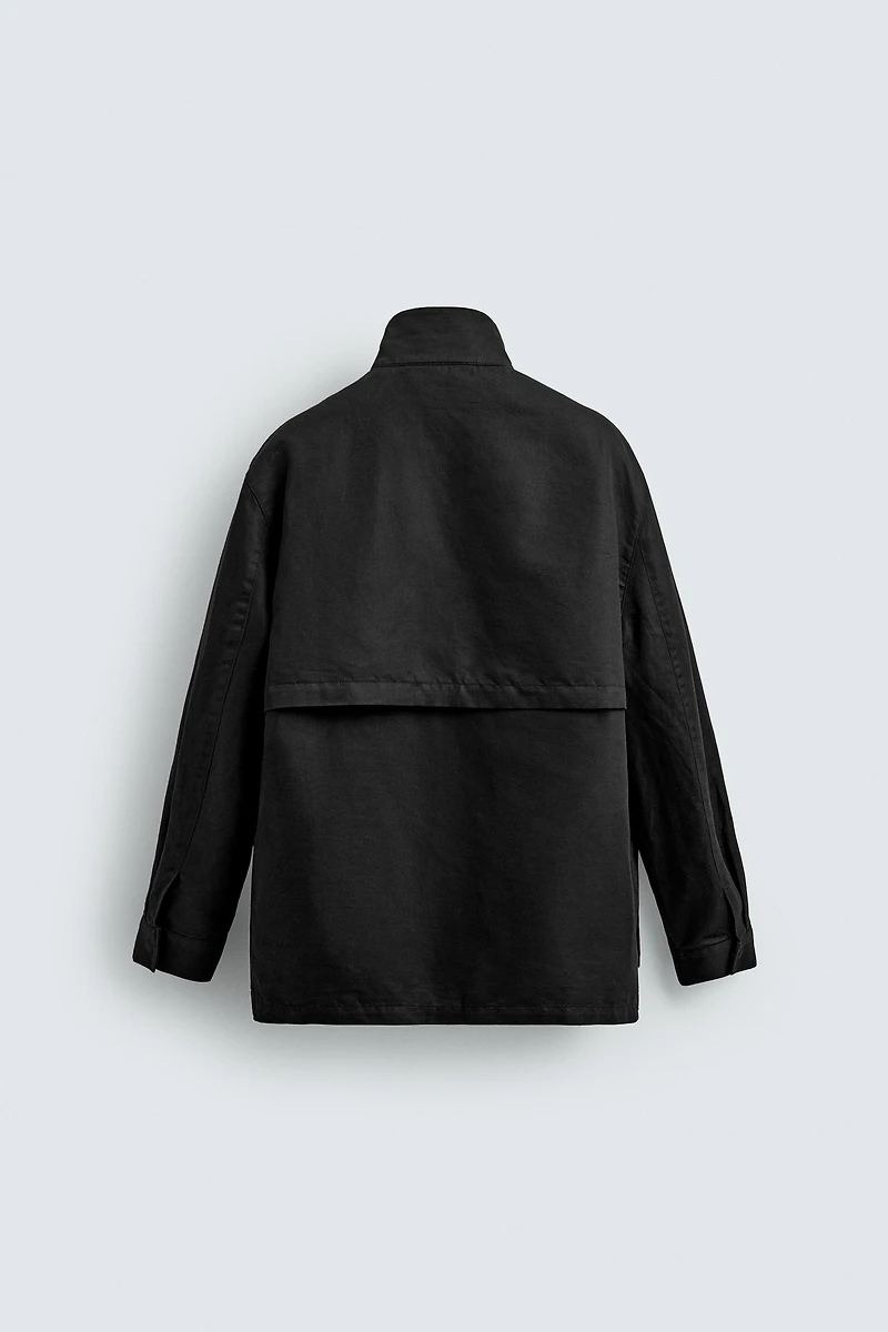 WASHED UTILITY POCKET OVERSHIRT
