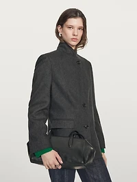 Wool blend three-button blazer