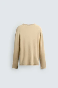 T-SHIRT COL TUNISIEN VISCOSE ET LIN