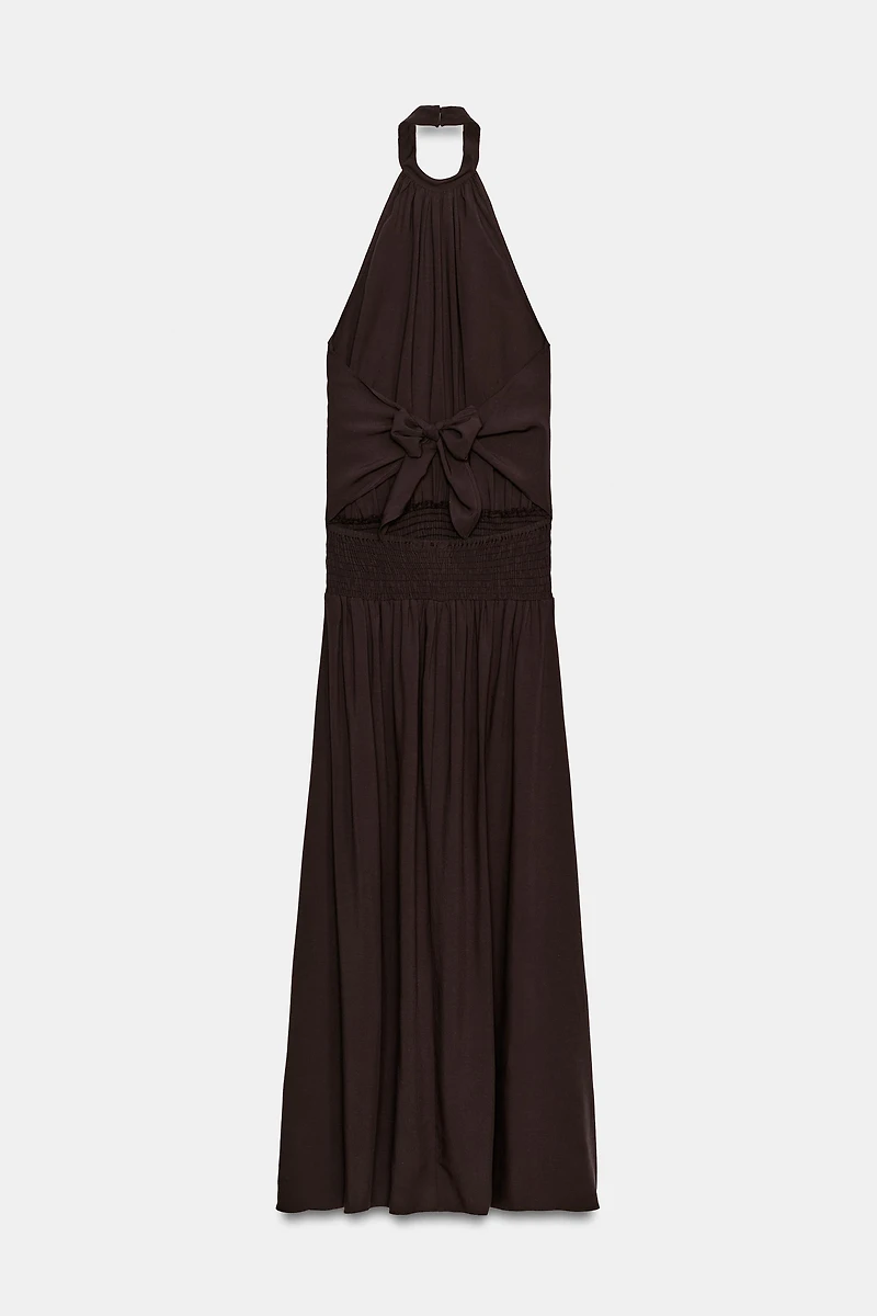 BEADED HALTER DRESS