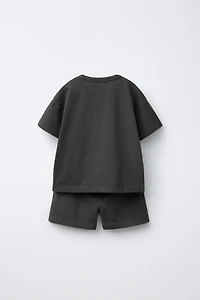 PLAIN T-SHIRT AND BERMUDA JOGGING SET