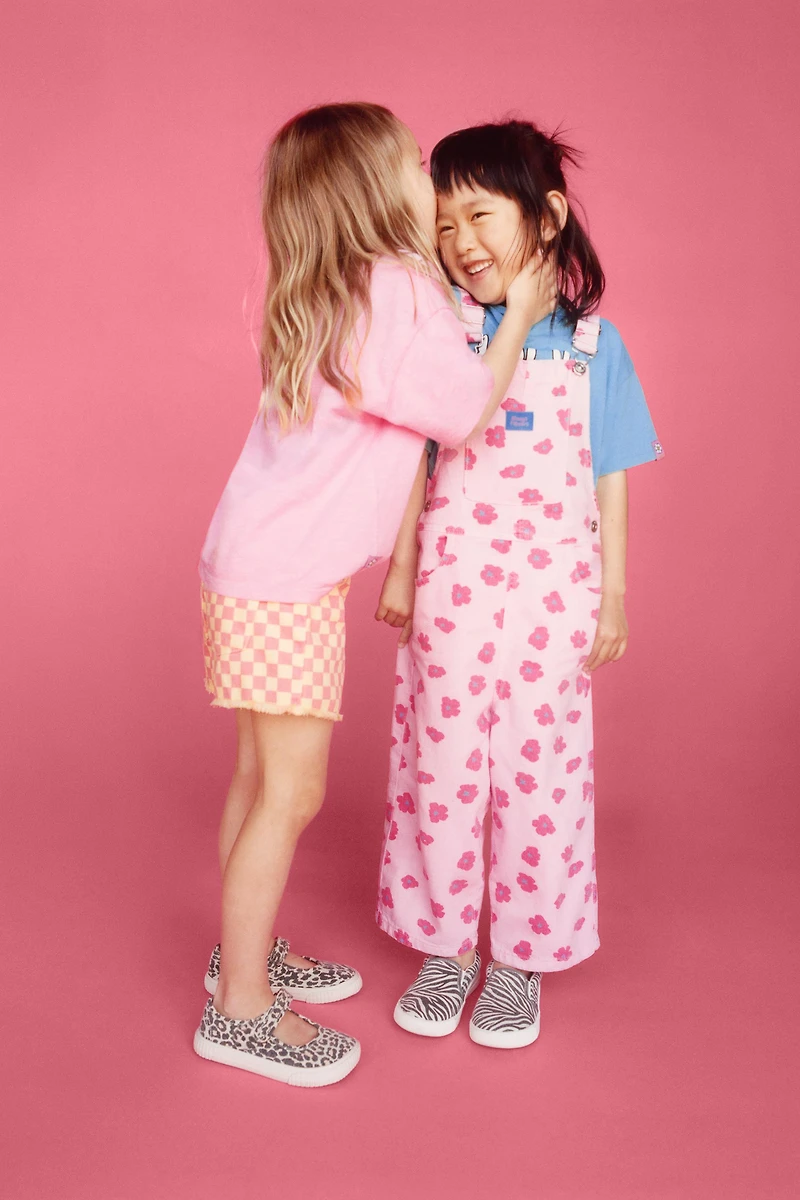 LONG FLORAL TWILL OVERALLS