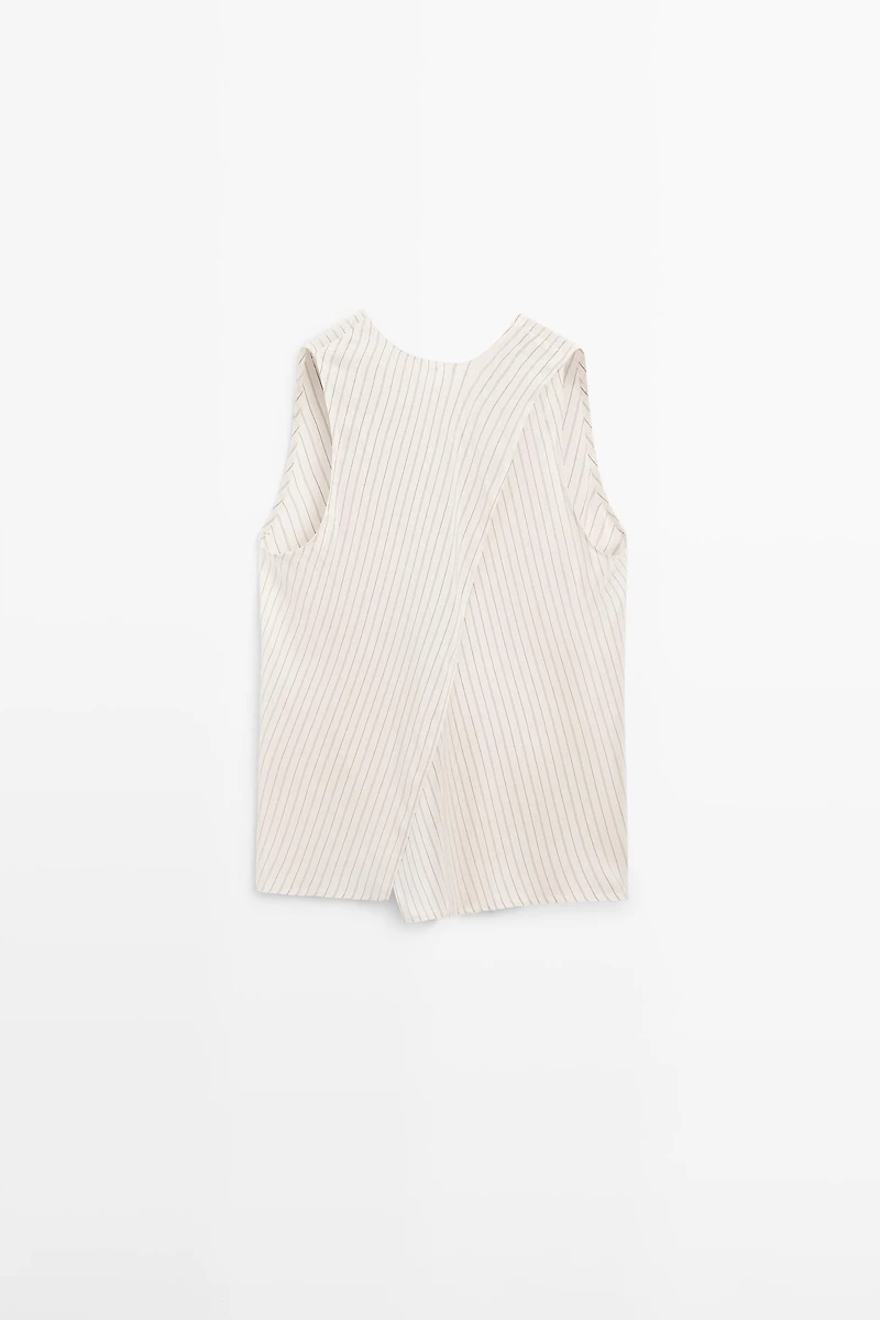 STUDIO flowing striped wrap top