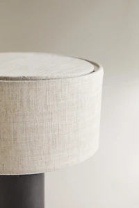 WOOD AND LINEN CORDLESS TABLE LAMP