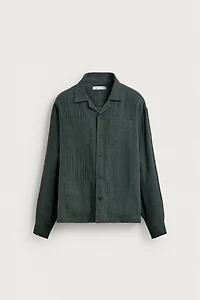 RELAXED FIT 100% LINEN PLEATED SHIRT
