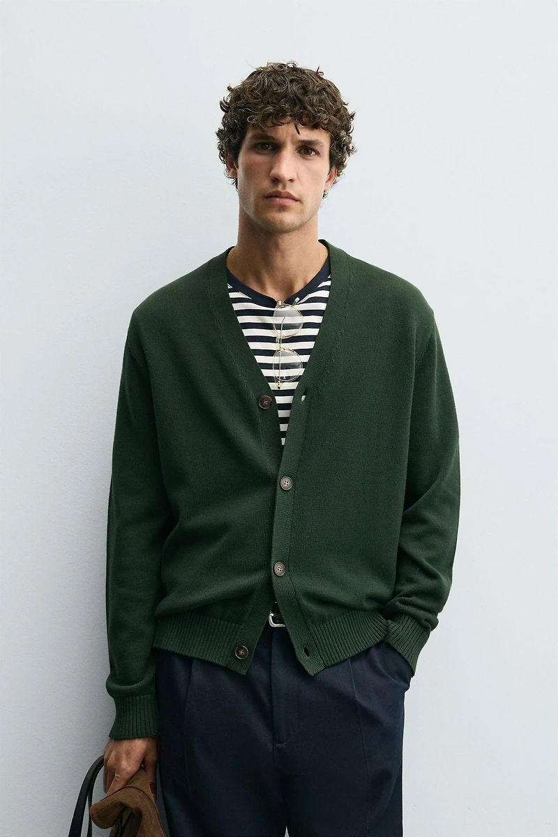 CARDIGAN REGULAR FIT EN COTON