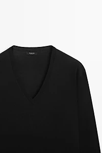 V-neck knit sweater