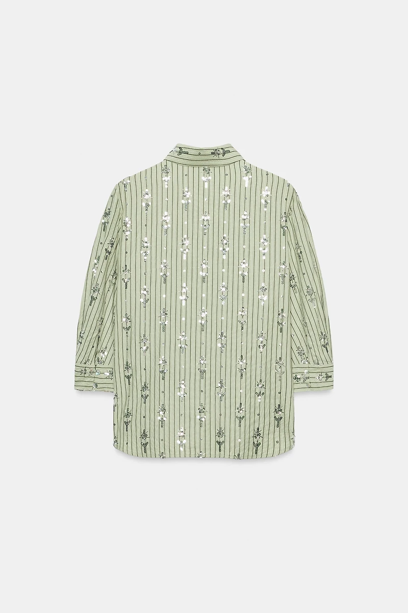 STRIPED SEQUIN SHIRT