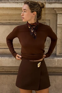 ASYMMETRICAL CULOTTE SKIRT WITH APPLIQUE