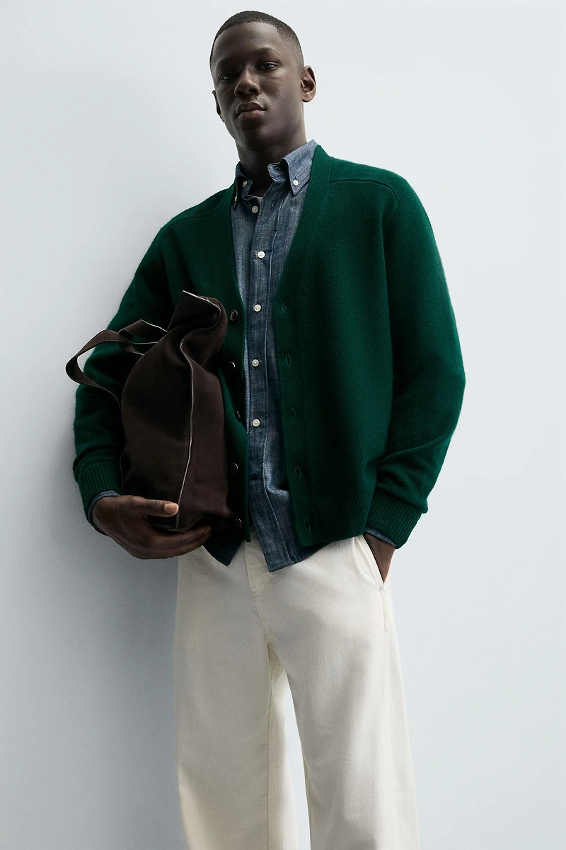 REGULAR FIT WOOL BLEND CARDIGAN