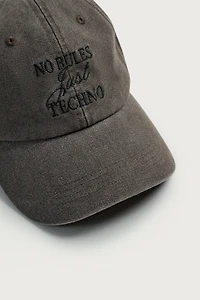 WASHED EMBROIDERED TEXT CAP