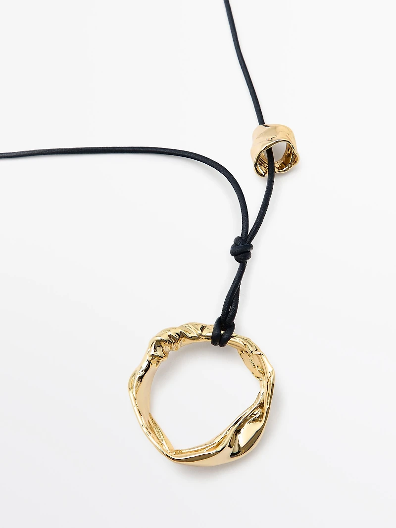 Leather necklace with irregular piece