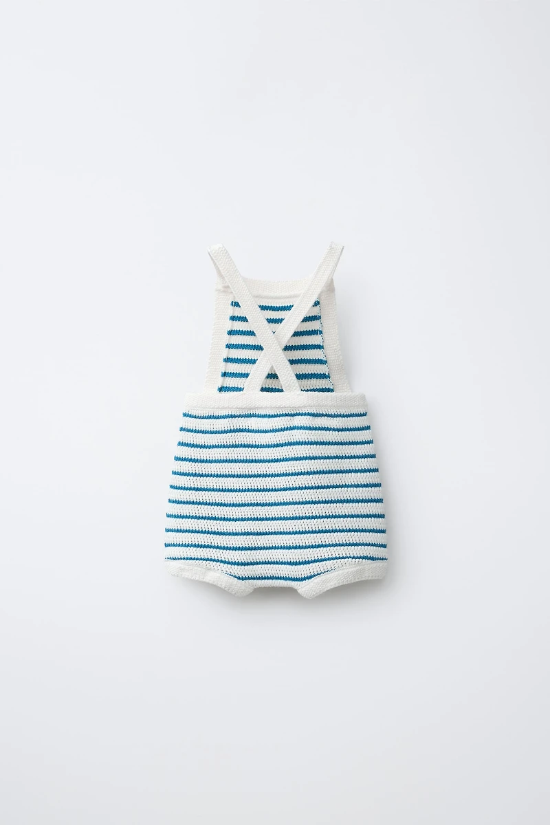 STRIPED KNIT OVERALL SHORTS