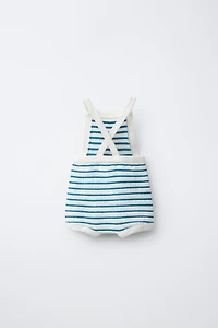 STRIPED KNIT OVERALL SHORTS