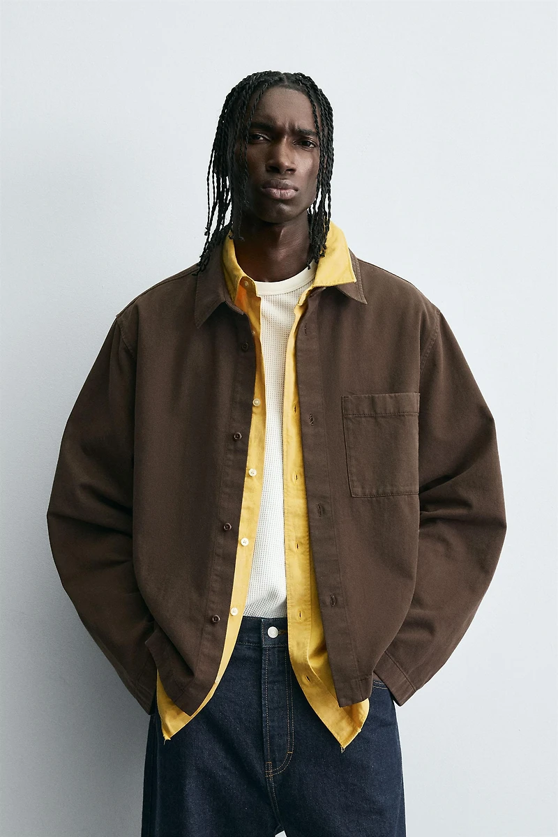 EMBROIDERED TEXTURED OVERSHIRT