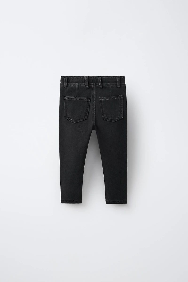 CONTRAST STITCH DENIM LEGGINGS