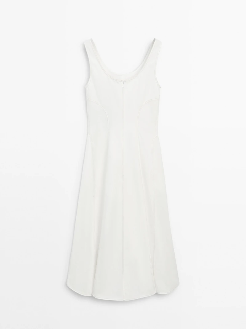 100% cotton denim midi dress