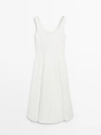 100% cotton denim midi dress