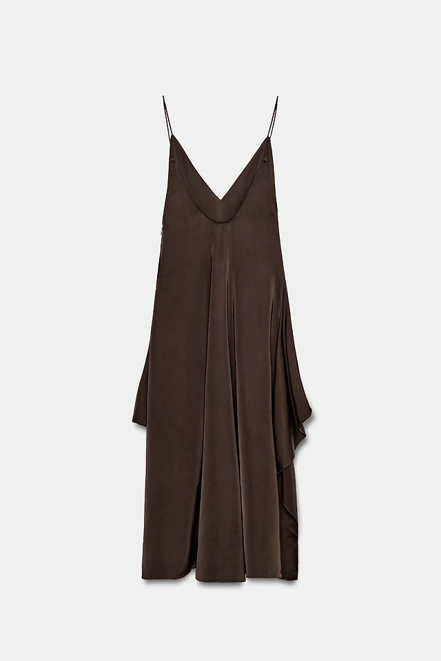 asymmetrical forest jacquard maxi dress Twilight In Istanbul Asymmetrical Ruffle Slip Dress