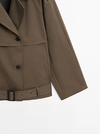 Short trench coat with belt detail