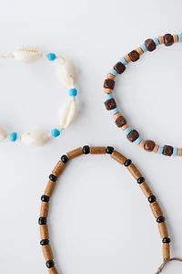 THREE-PACK OF BEADED SHELL BRACELETS