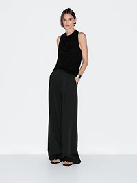 Darted wide-leg trousers