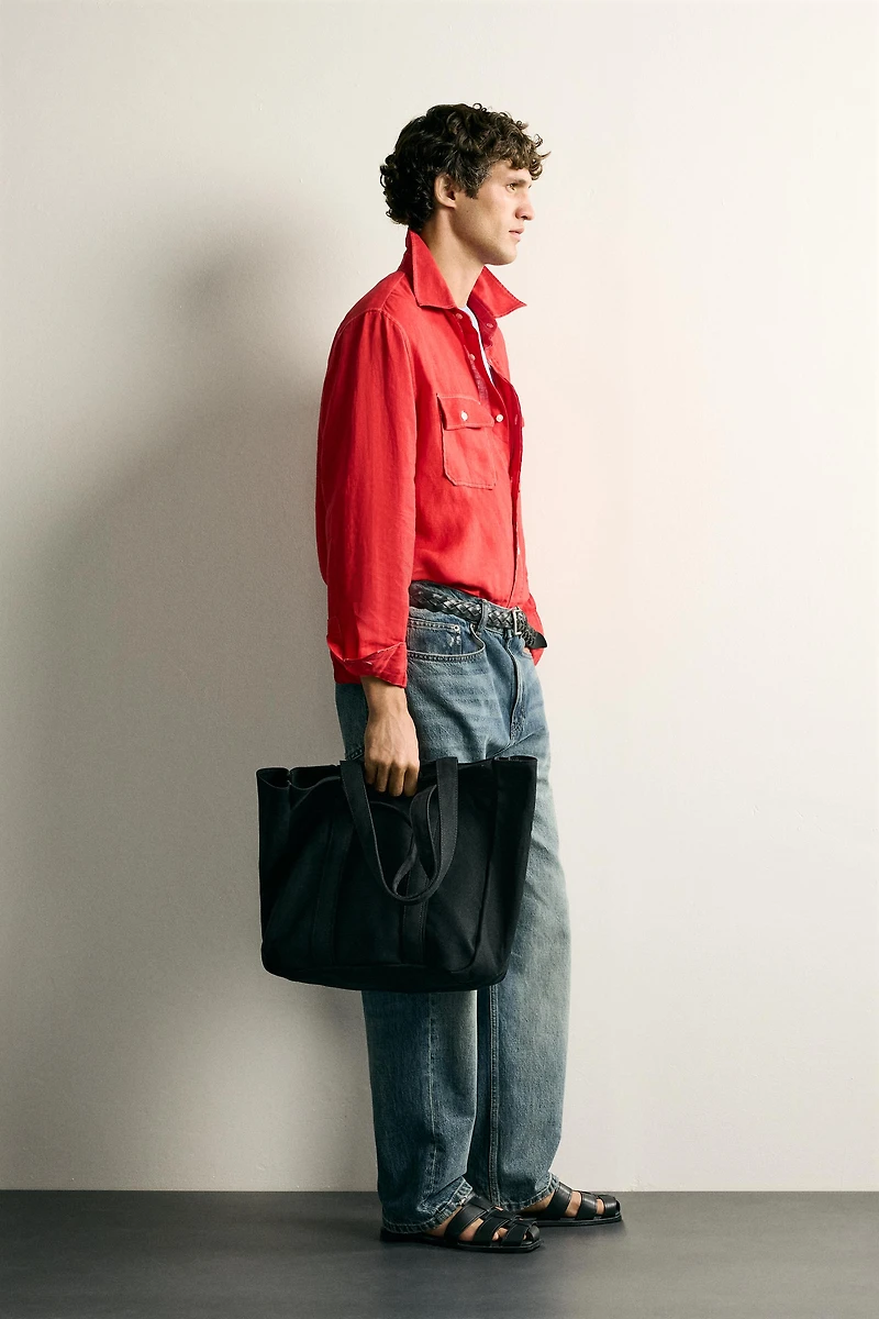 100% LINEN REGULAR FIT OVERSHIRT