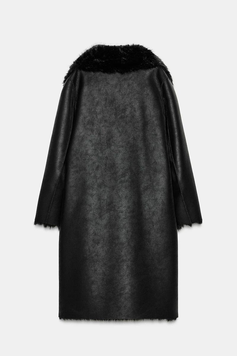 REVERSIBLE FAUX FUR DOUBLE-FACED COAT