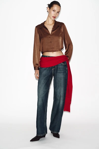 CROPPED SATIN EFFECT SHIRT