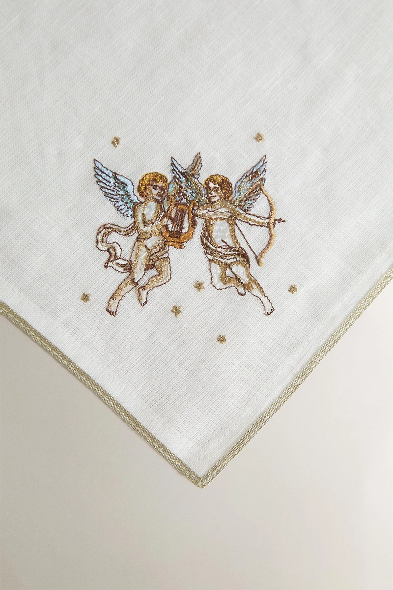 EMBROIDERED LINEN NAPKIN GEMINI | MARISA BERENSON