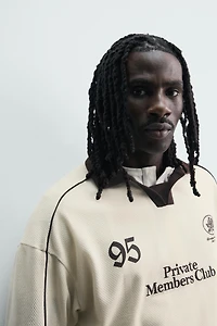 CONTRAST EMBROIDERED RETRO SOCCER POLO