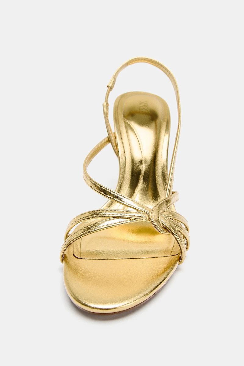 LAMINATED STRAPPY HEELED SANDALS