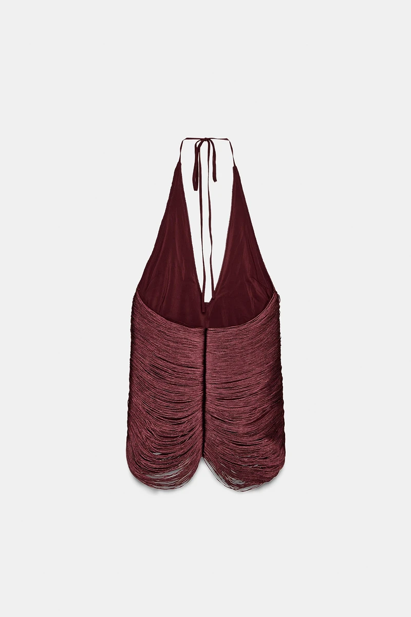 TOP HALTER À FRANGES