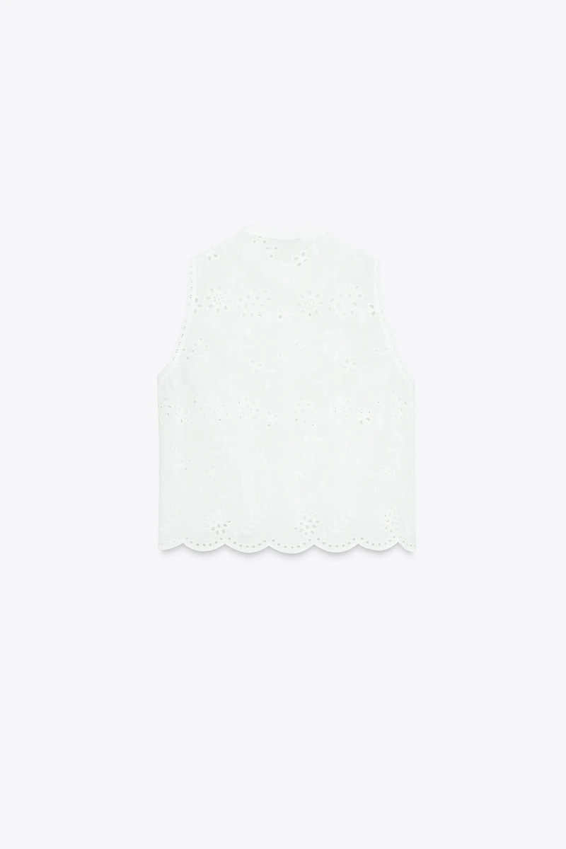 EMBROIDERED EYELET SHIRT