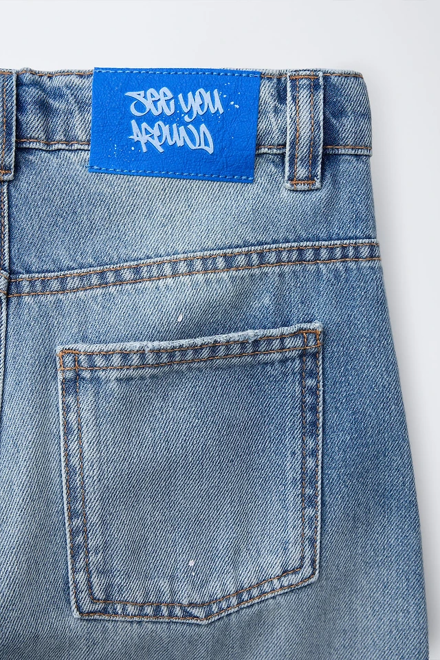 Zara JEAN RELAXED BALLOON TACHES Place Rosemère