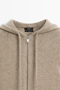 Cardigan zippé à capuche 100 % cachemire