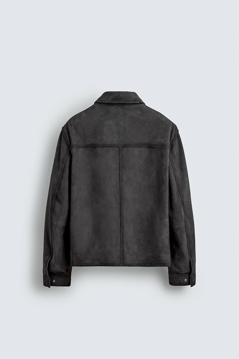 BLOUSON RÉGULAR FIT EN CUIR DAIM