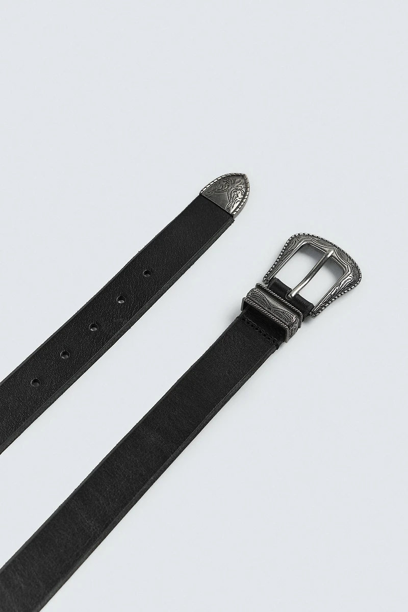 VINTAGE EFFECT LEATHER BELT