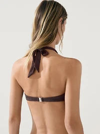 Textured bikini top with underwire and tied neck