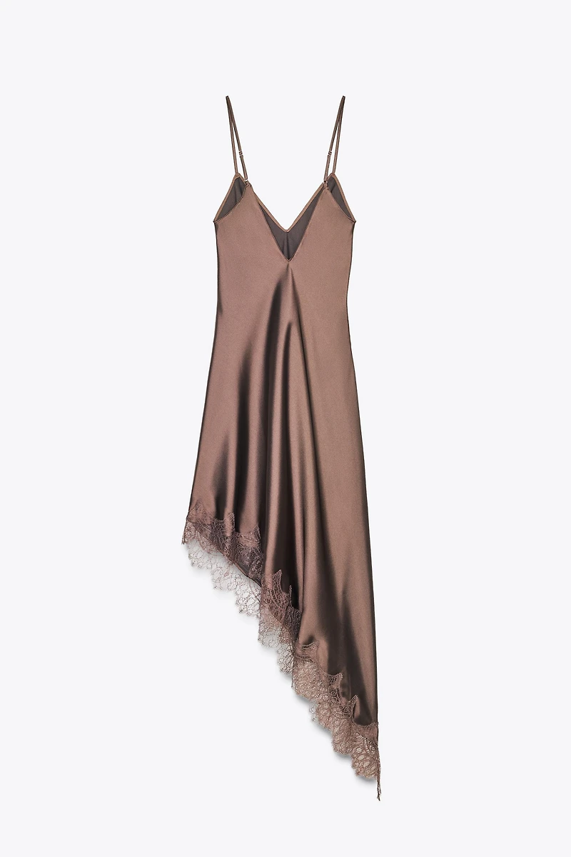 SATIN EFFECT LACE DRESS