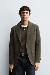 100% WOOL TEXTURED BLAZER