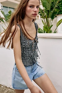 DRAPED GINGHAM TOP